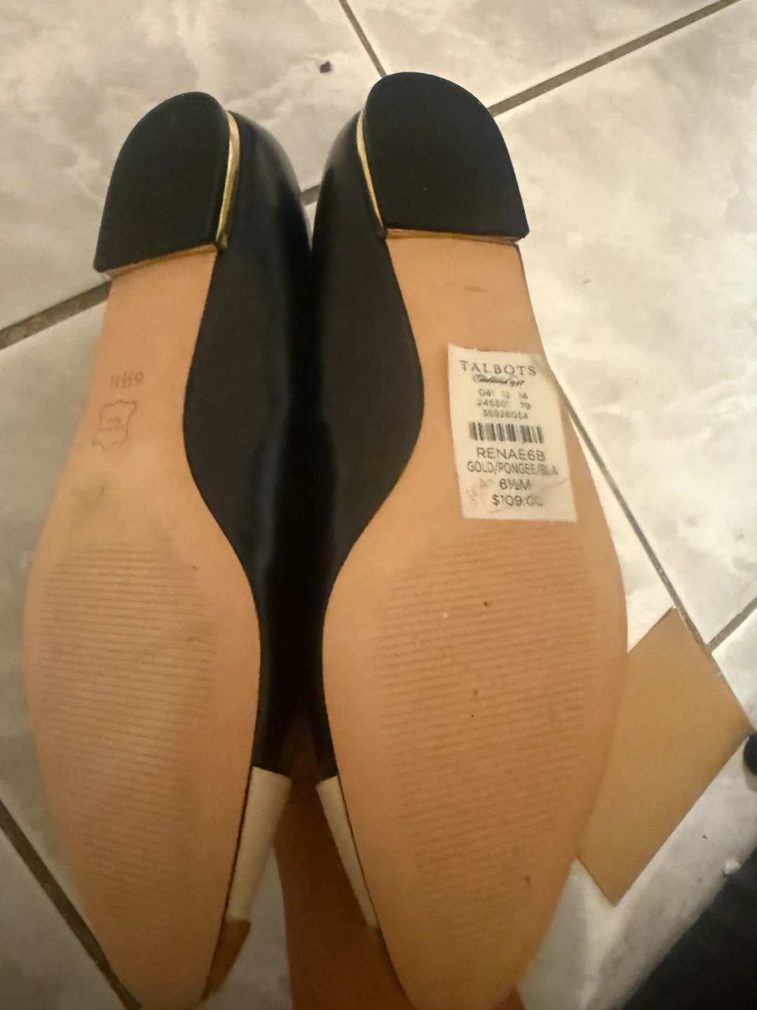 Talbots "Rena" Black & Tan Cap Toe Ballet Flats - photo 2