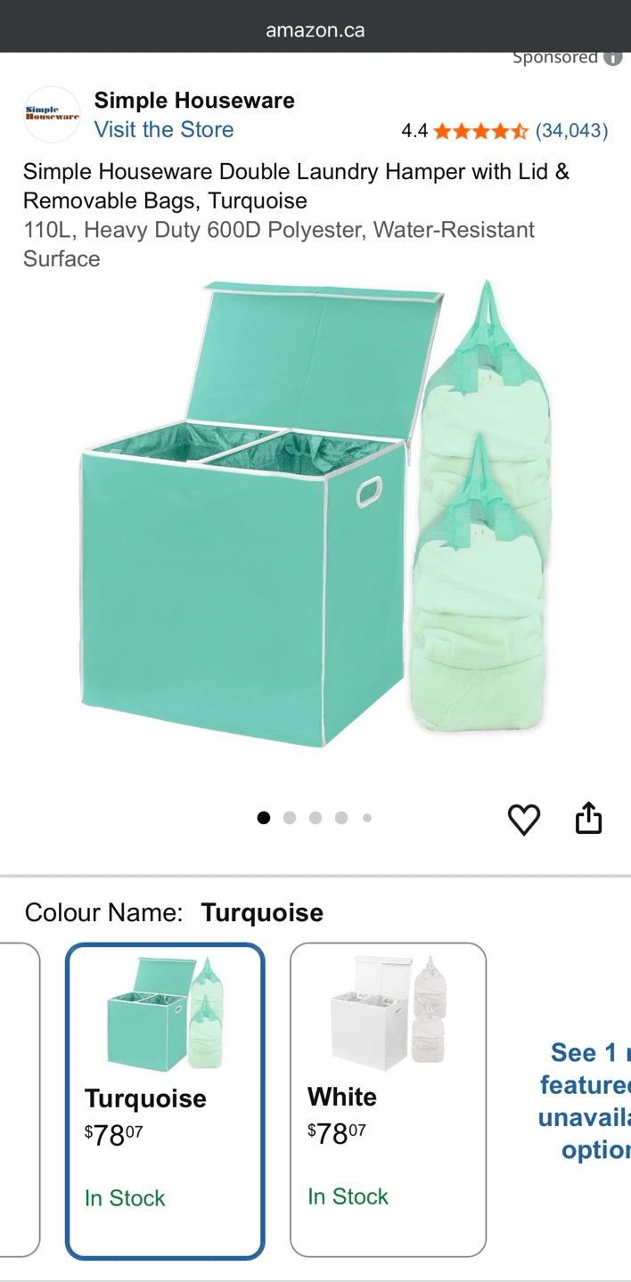 (NEW) Double Laundry Hamper with Lid