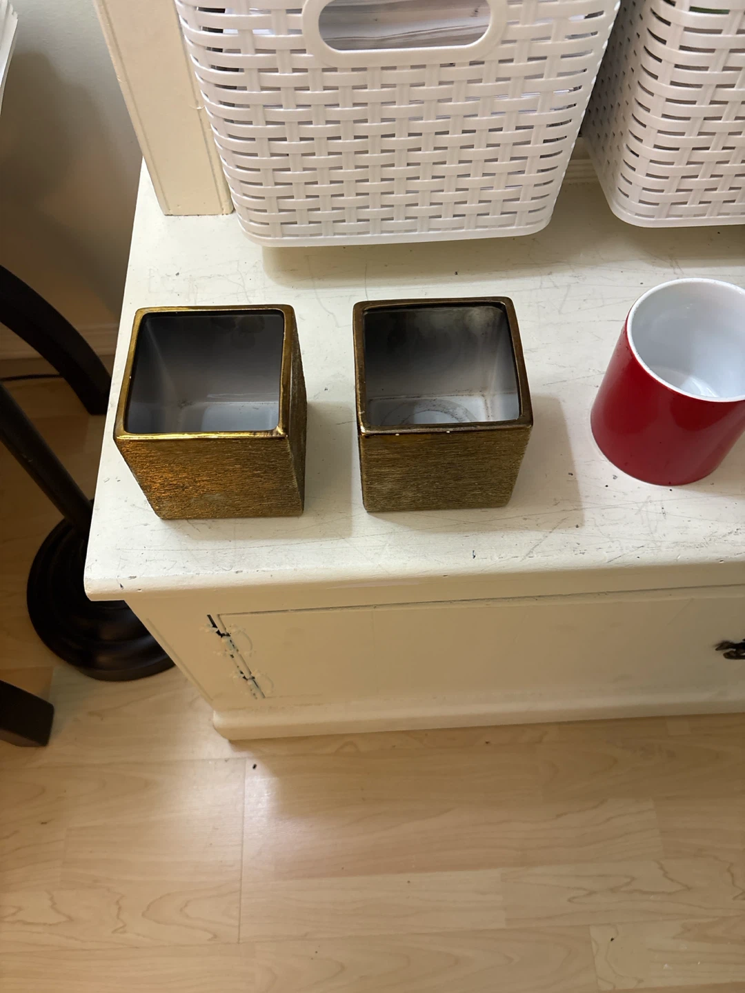Set of 2 Gold Square Candle Holders - photo 2