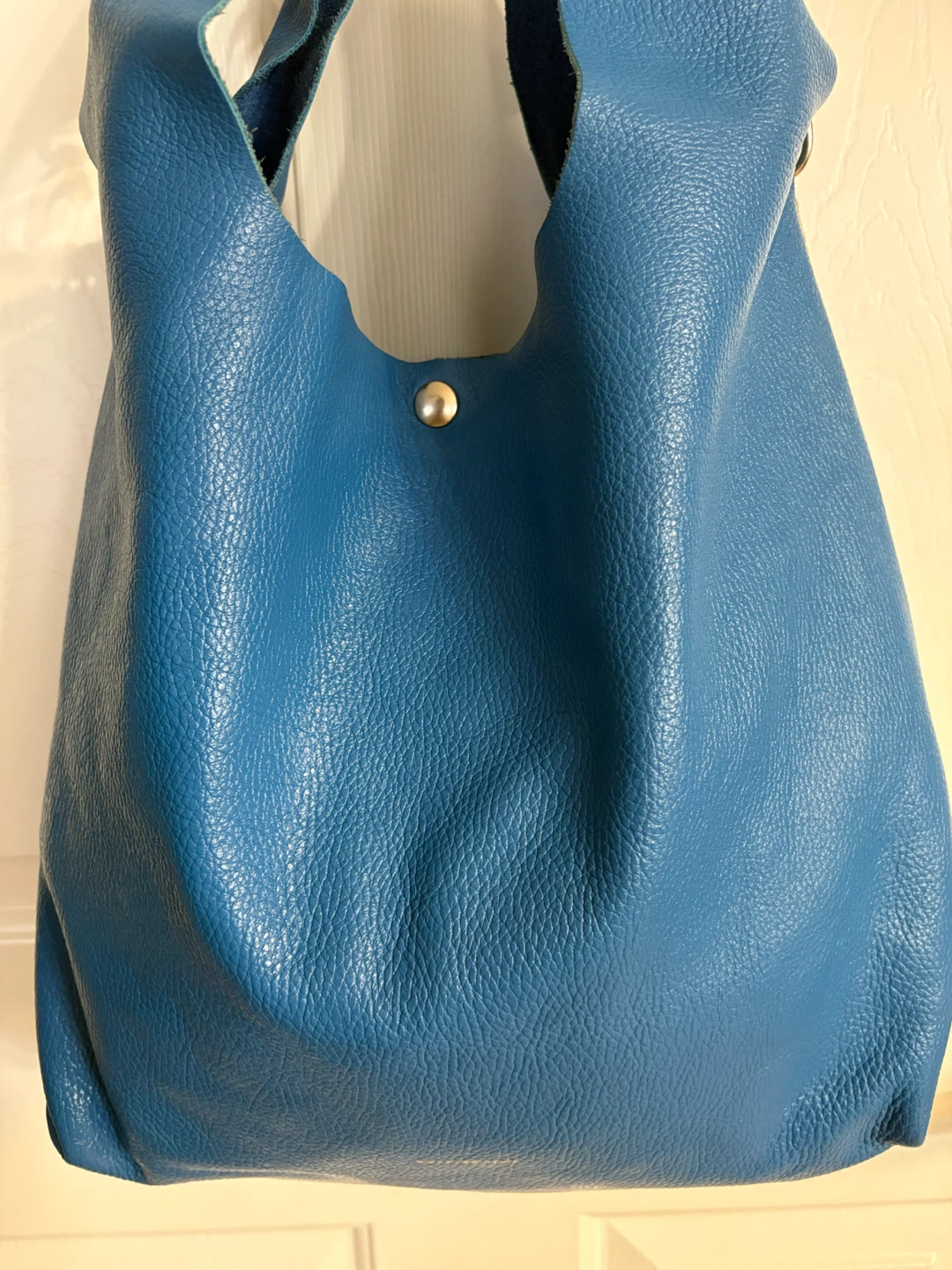 Dimoni Cobalt Blue Genuine Leather Hobo Shopper Bag - photo 5