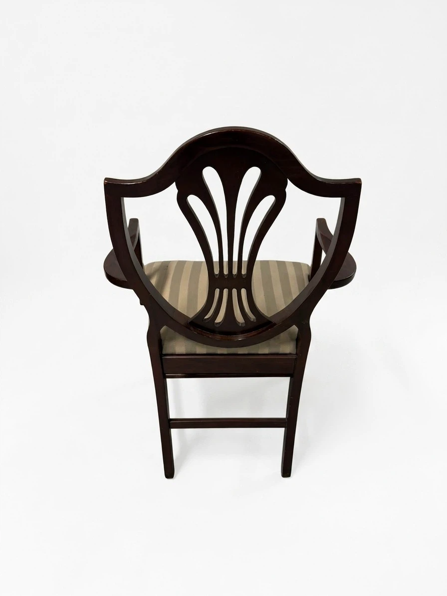 1 Wooden Armchair with Striped Upholstery - photo 3