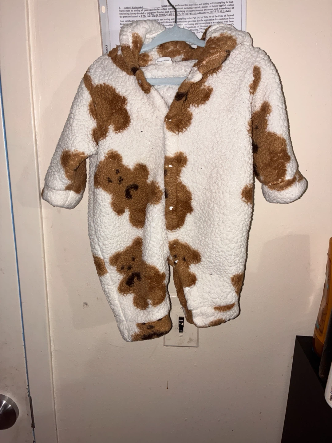 Baby Teddy Bear Sherpa Fleece Onesie