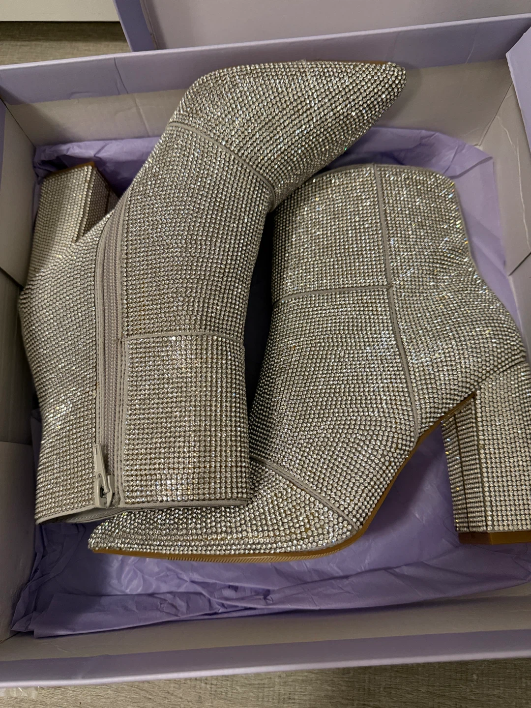 Madden Girl FLEX-R Rhinestone Boots Silver