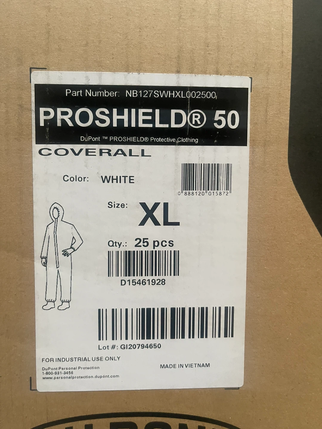 DuPont ProShield 50 Coveralls - White XL (25 pcs) - photo 3