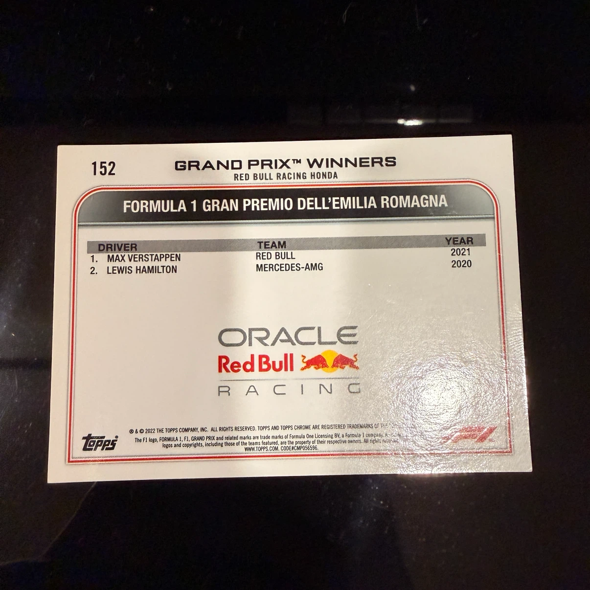 2022 Topps Chrome F1 Max Verstappen Card - photo 2