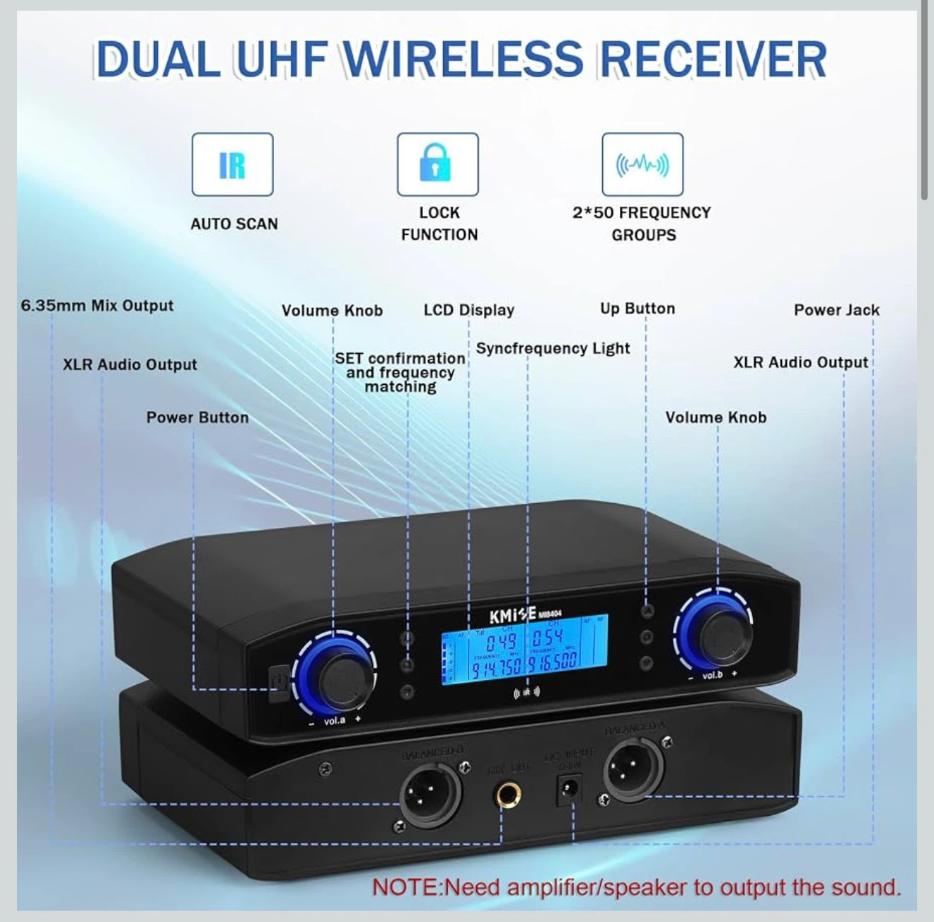 Kmise Dual Wireless Microphone System (UHF / 200ft Range) - photo 2