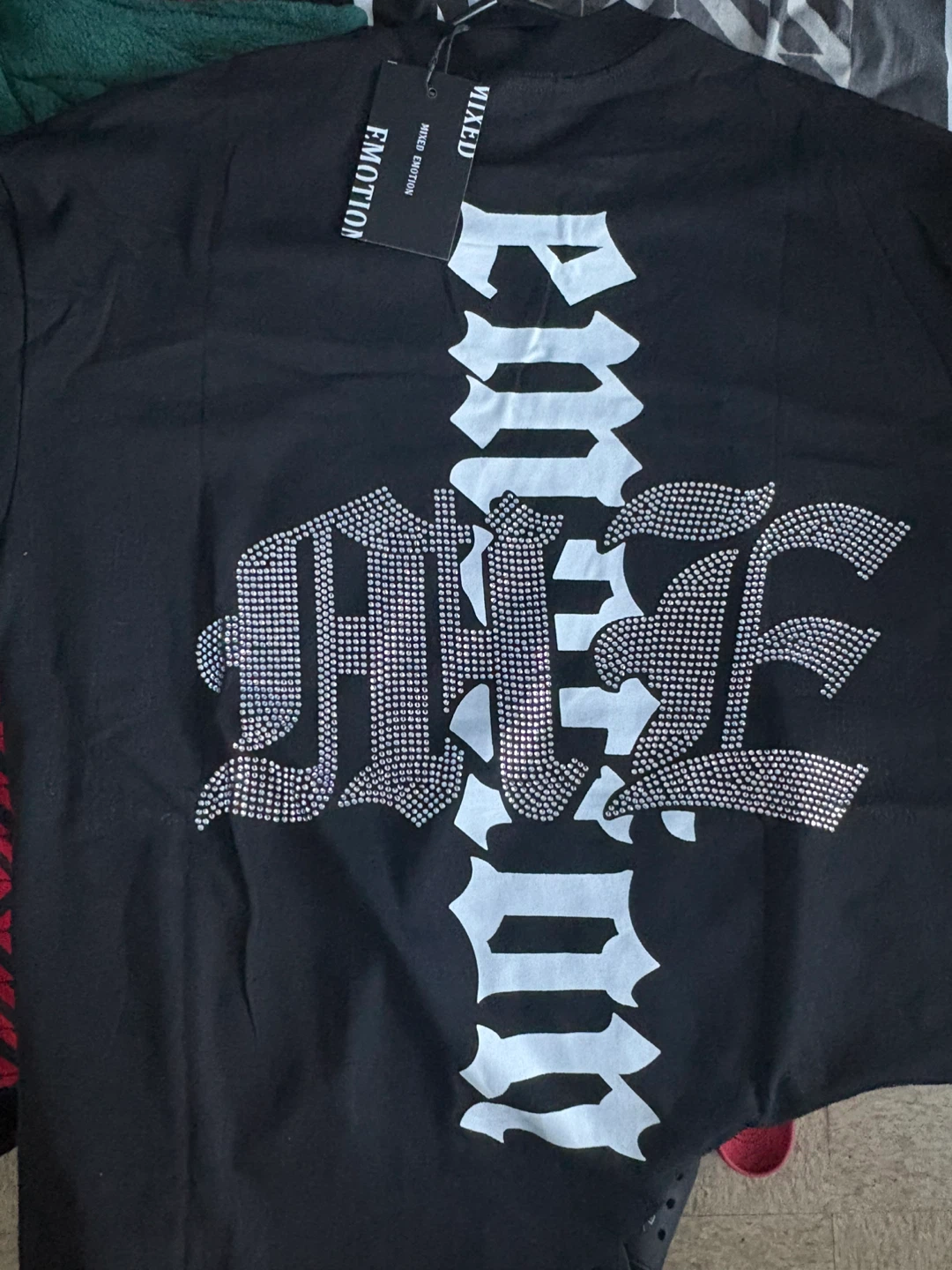 Mixed Emotion Graphic T-Shirt Rhinestone Diver Lighthouse Black - photo 3