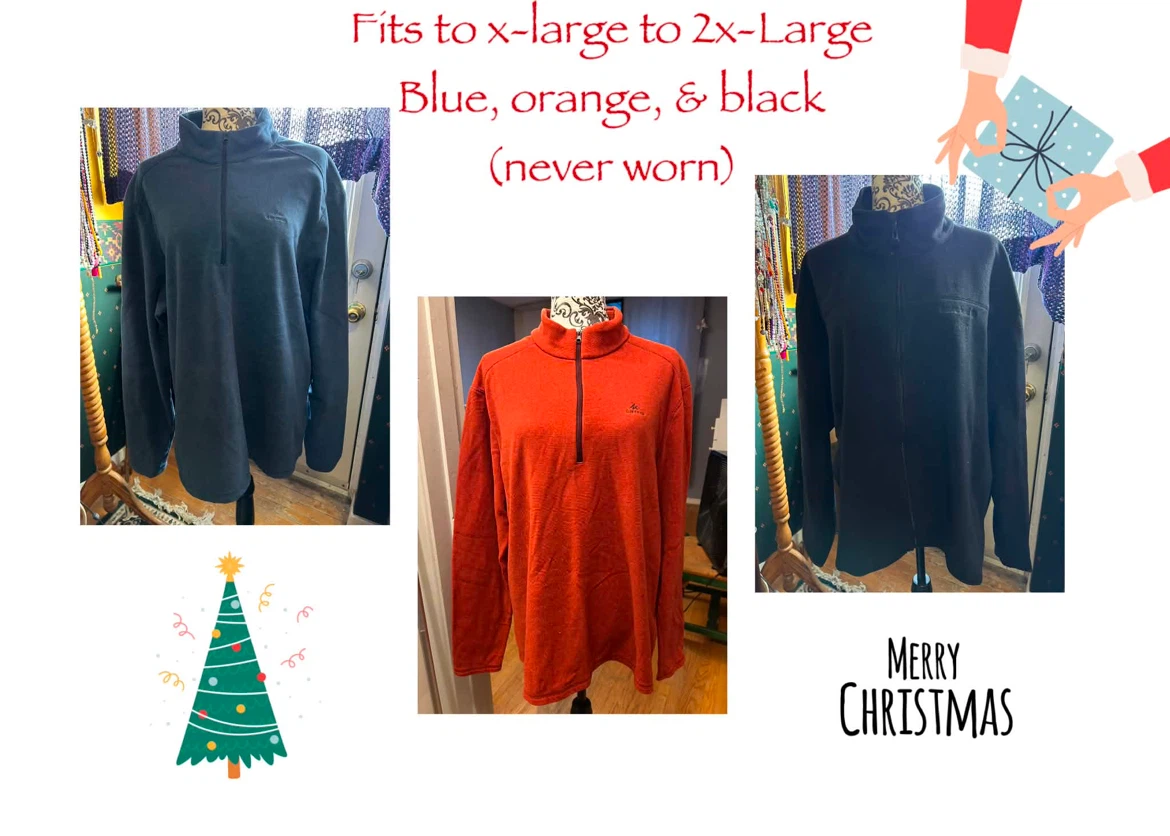 Unworn Fleece Pullover Shirts - Blue, Orange, Black