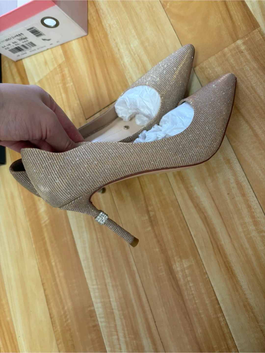 Gold Shimmer Pointed Heels
