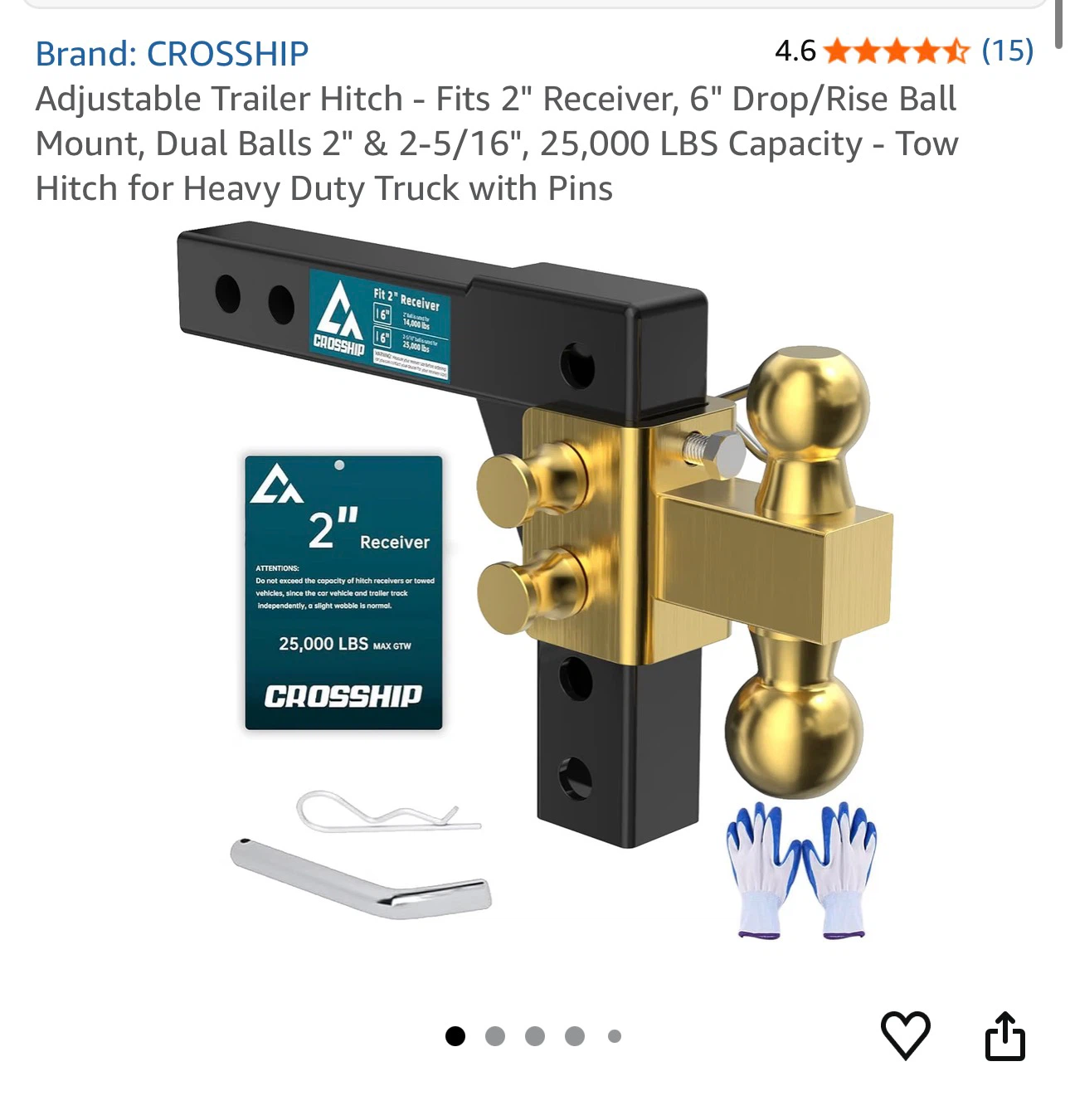 Trailer Hitch 2" Receiver 6 inch drop/rise Adjustable - photo 2