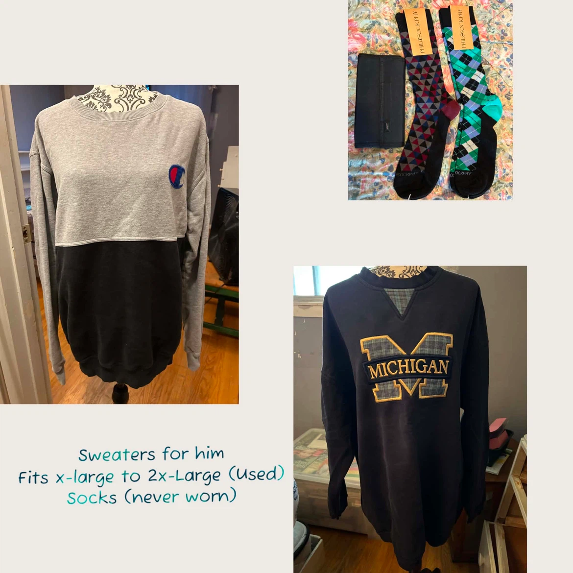 Champion & Michigan Sweaters with Philosockphy Socks