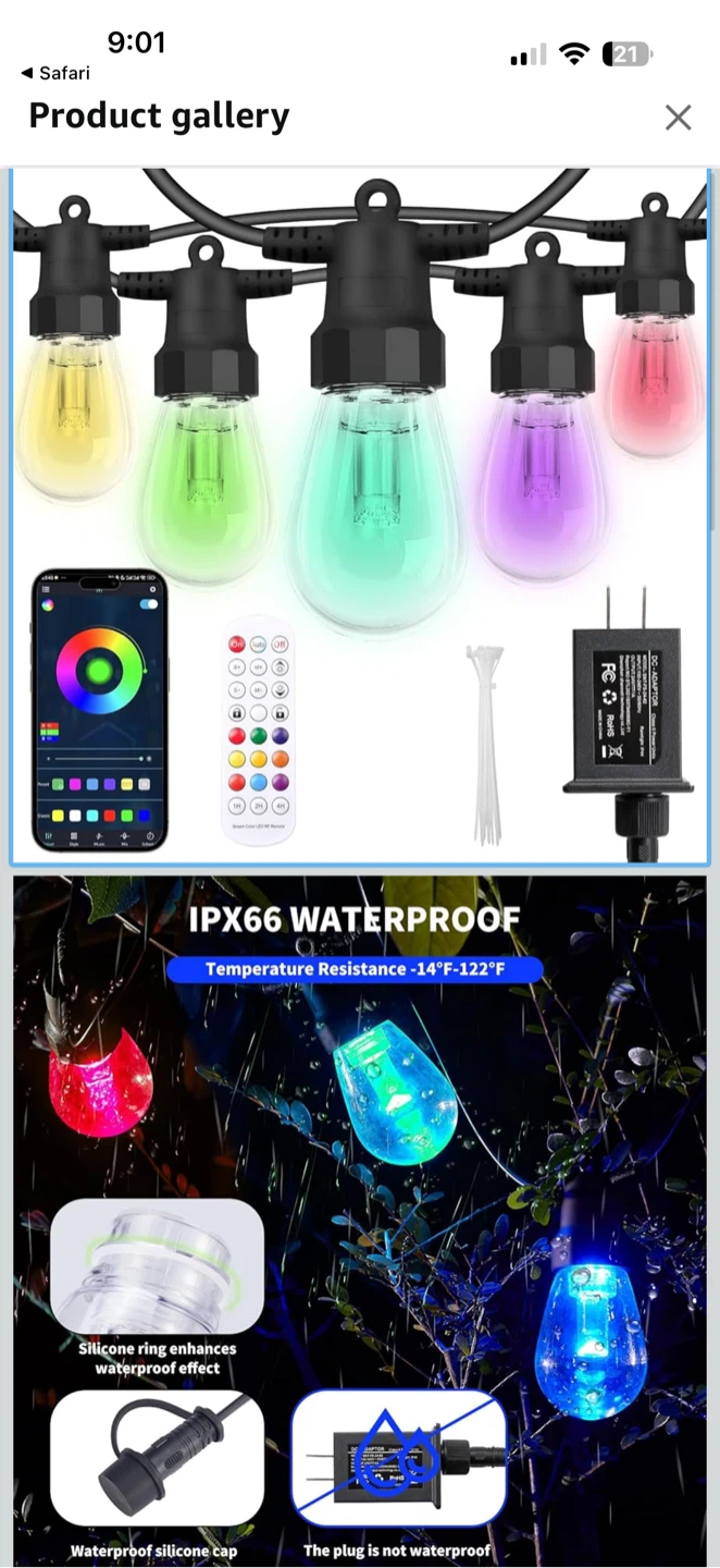 CAWWS RGBW LED Outdoor String Lights