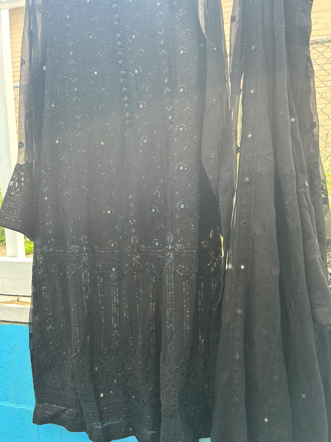 Black Embroidered Kurti with Dupatta and trouser - photo 2
