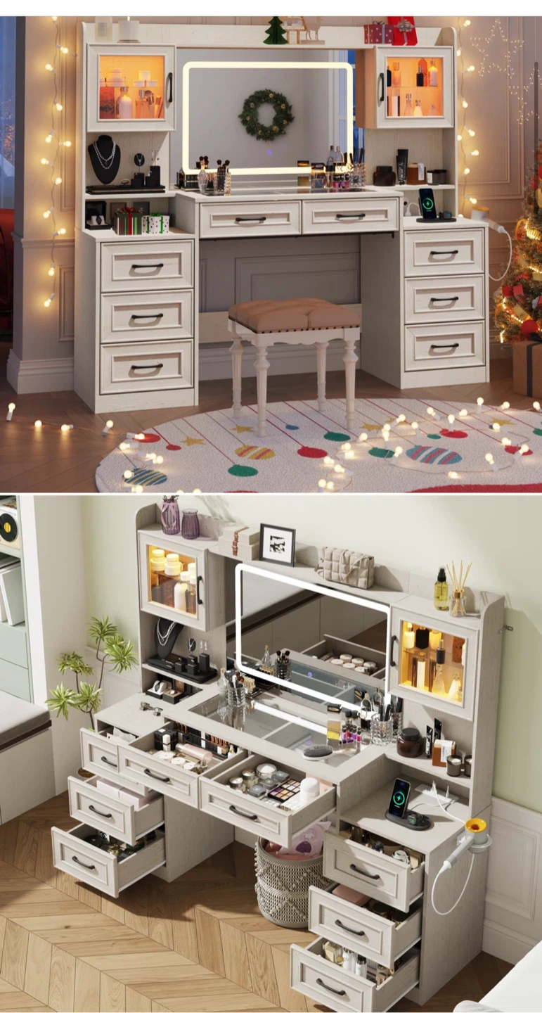 Vanity Desk with Lighted Mirror