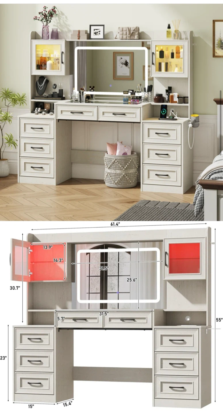Vanity Desk with Lighted Mirror - photo 2