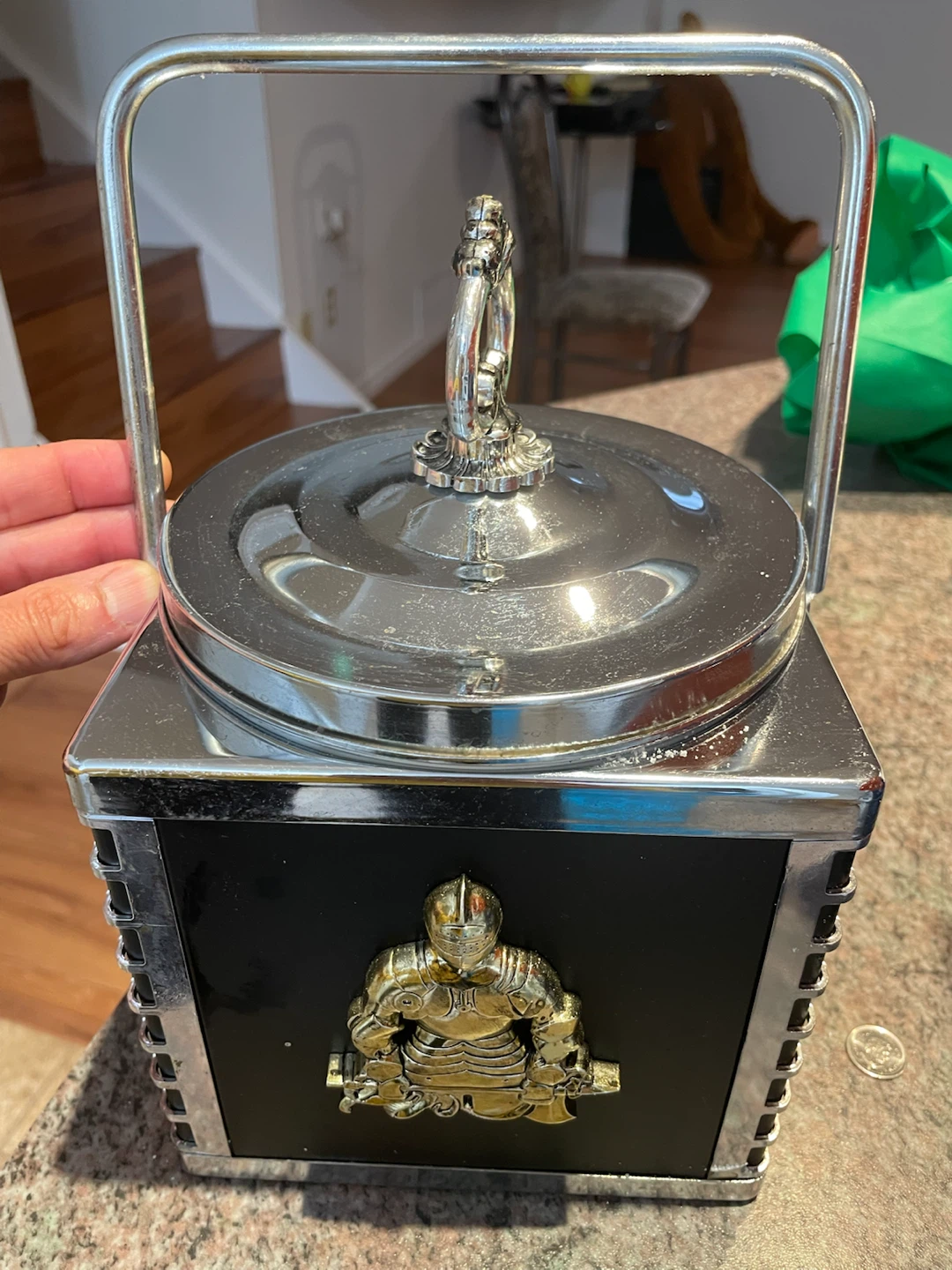Vintage chrome and black knight ice bucket - photo 4