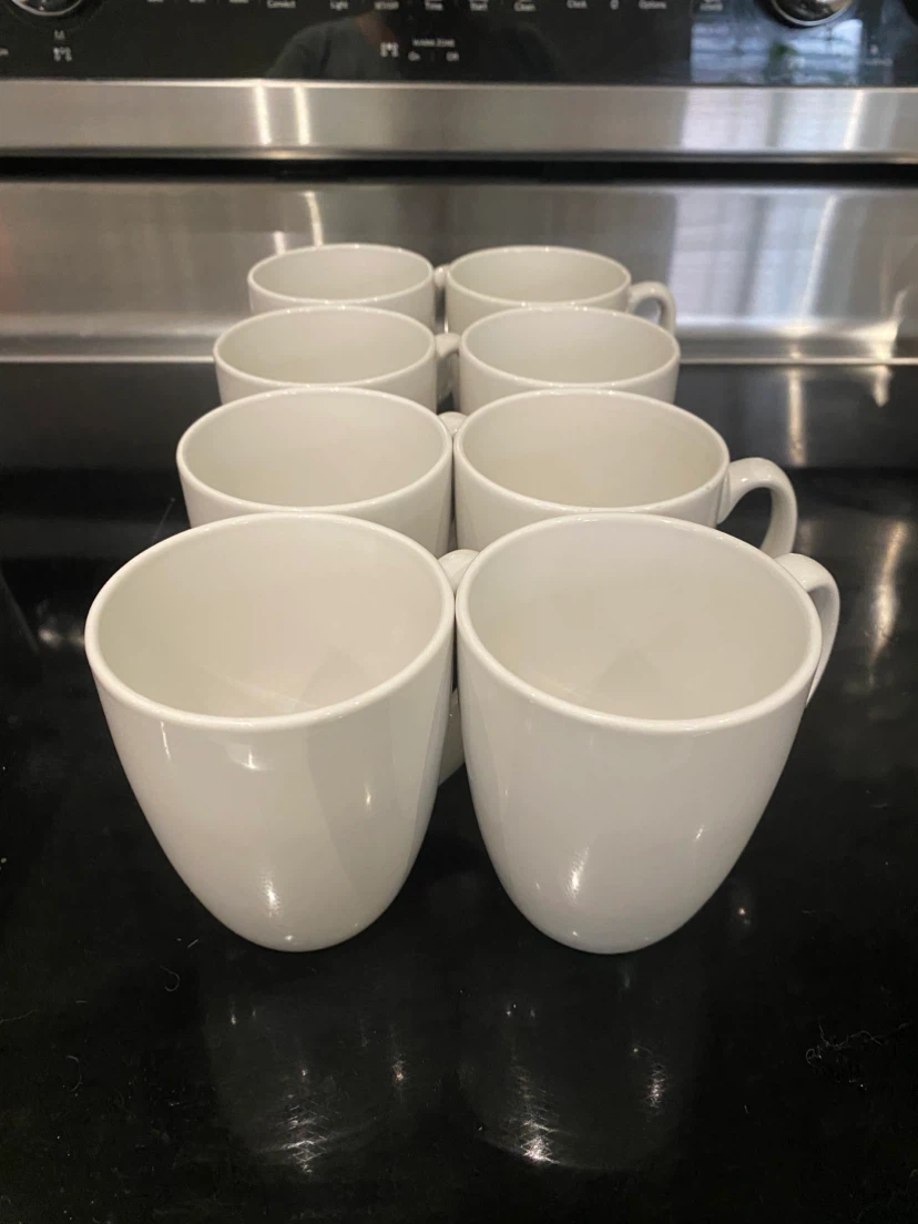 Corelle White Stoneware Mugs - Set of 8