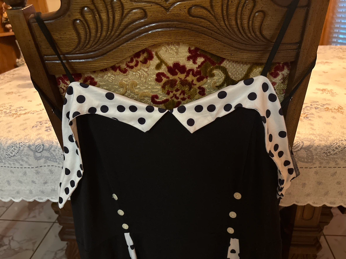 Retro Black & White Polka Dot Dress – 2XL - photo 3