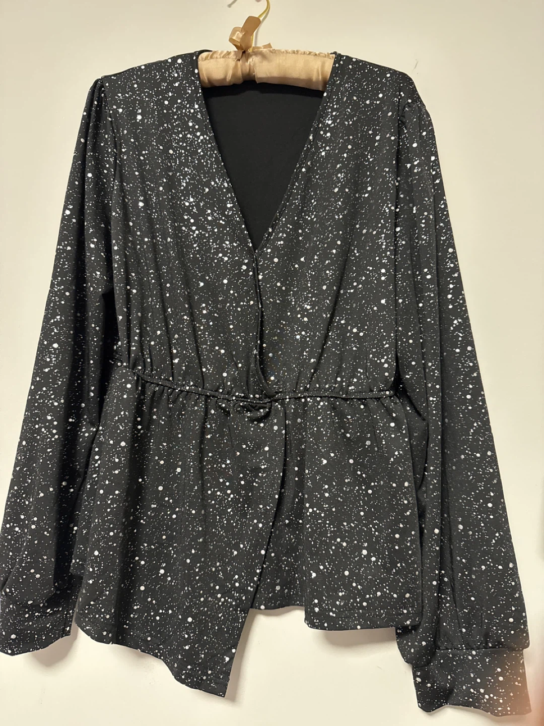 Black Sparkle Wrap Blouse