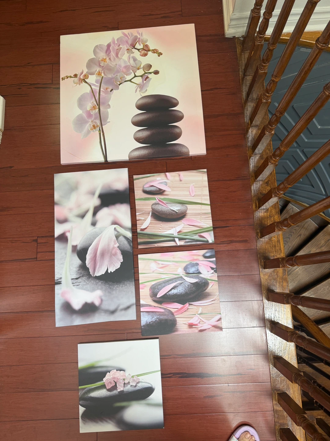 Set of 5 Zen Stone and Orchid Canvas Wall Art - photo 2
