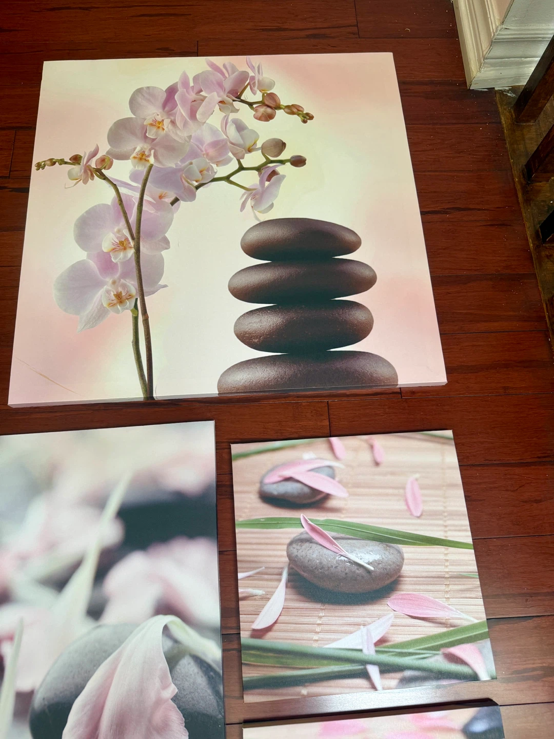 Set of 5 Zen Stone and Orchid Canvas Wall Art - photo 3