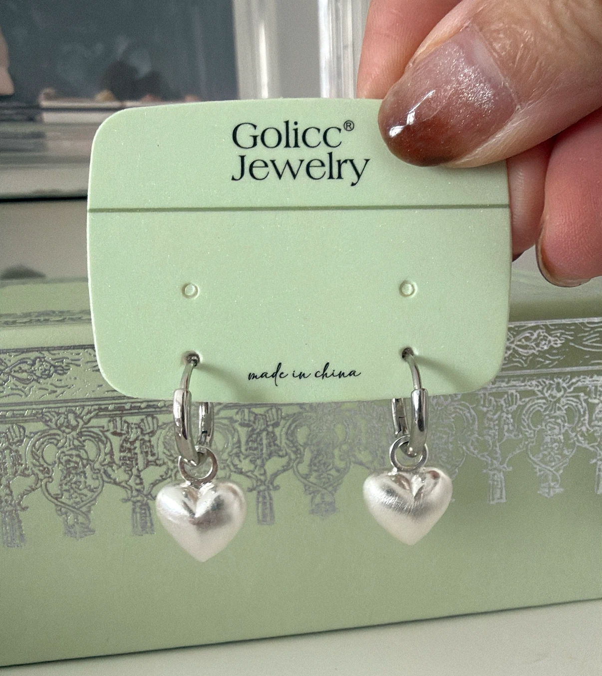 3D Heart sharp earrings