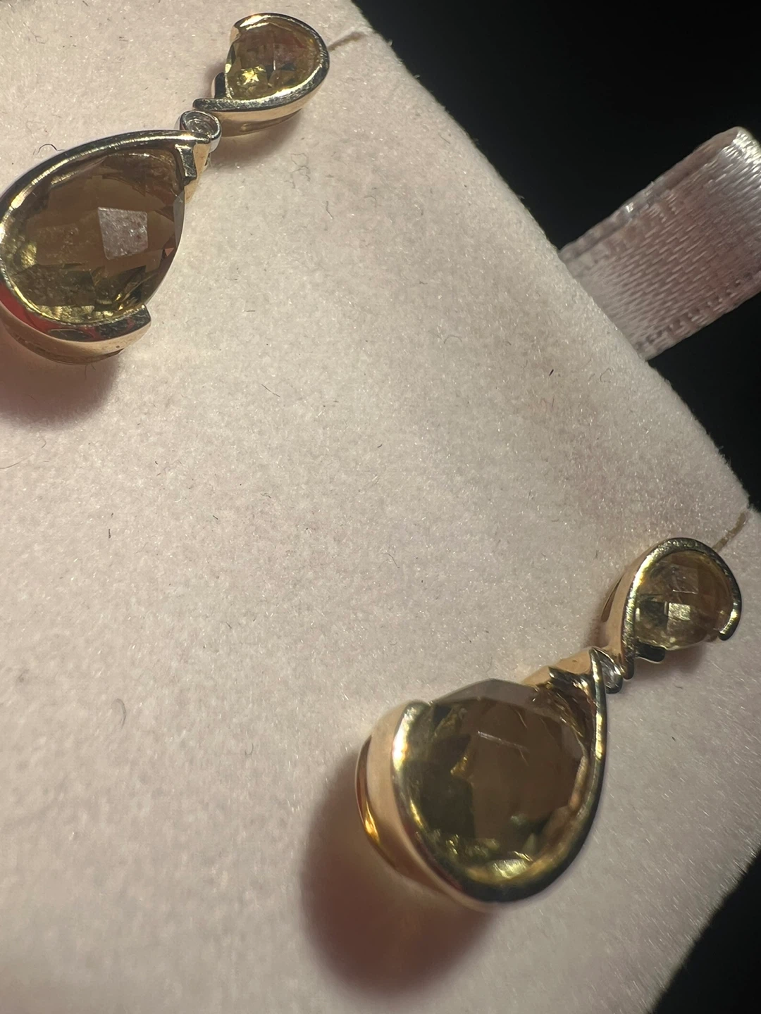10 k Gold and Citrine Drop Earrings