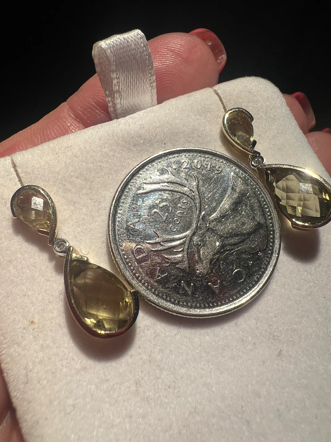 10 k Gold and Citrine Drop Earrings - photo 3