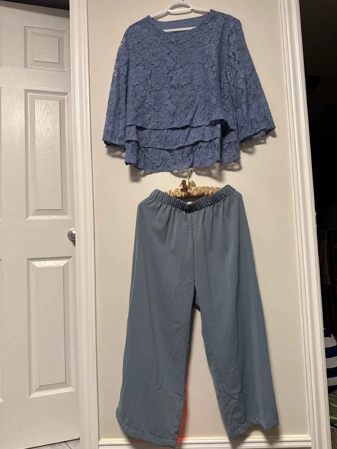 Blue Lace Top and Pants Set - photo 2