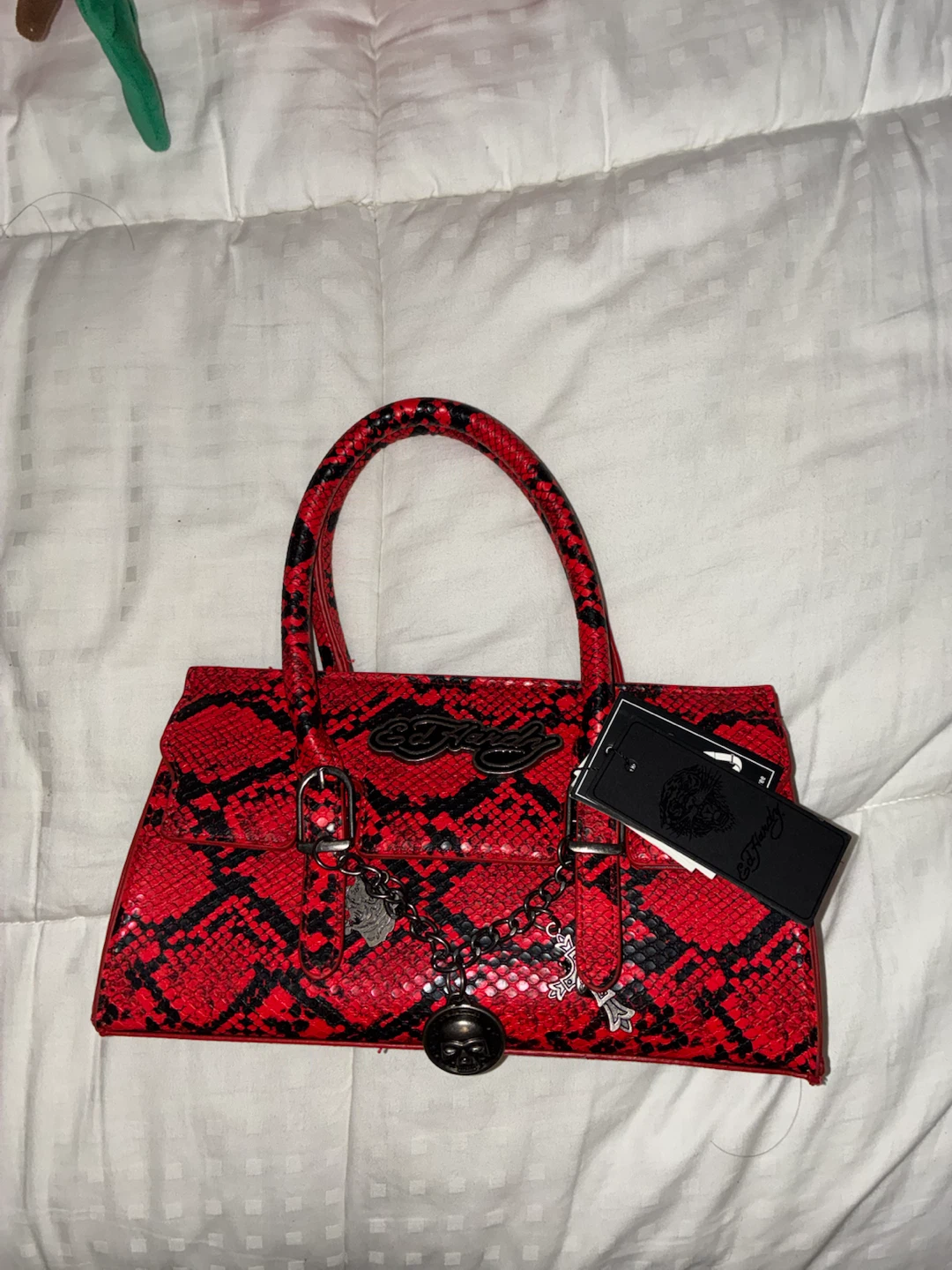 RARE Y2K Ed Hardy Red Snake Print Handbag