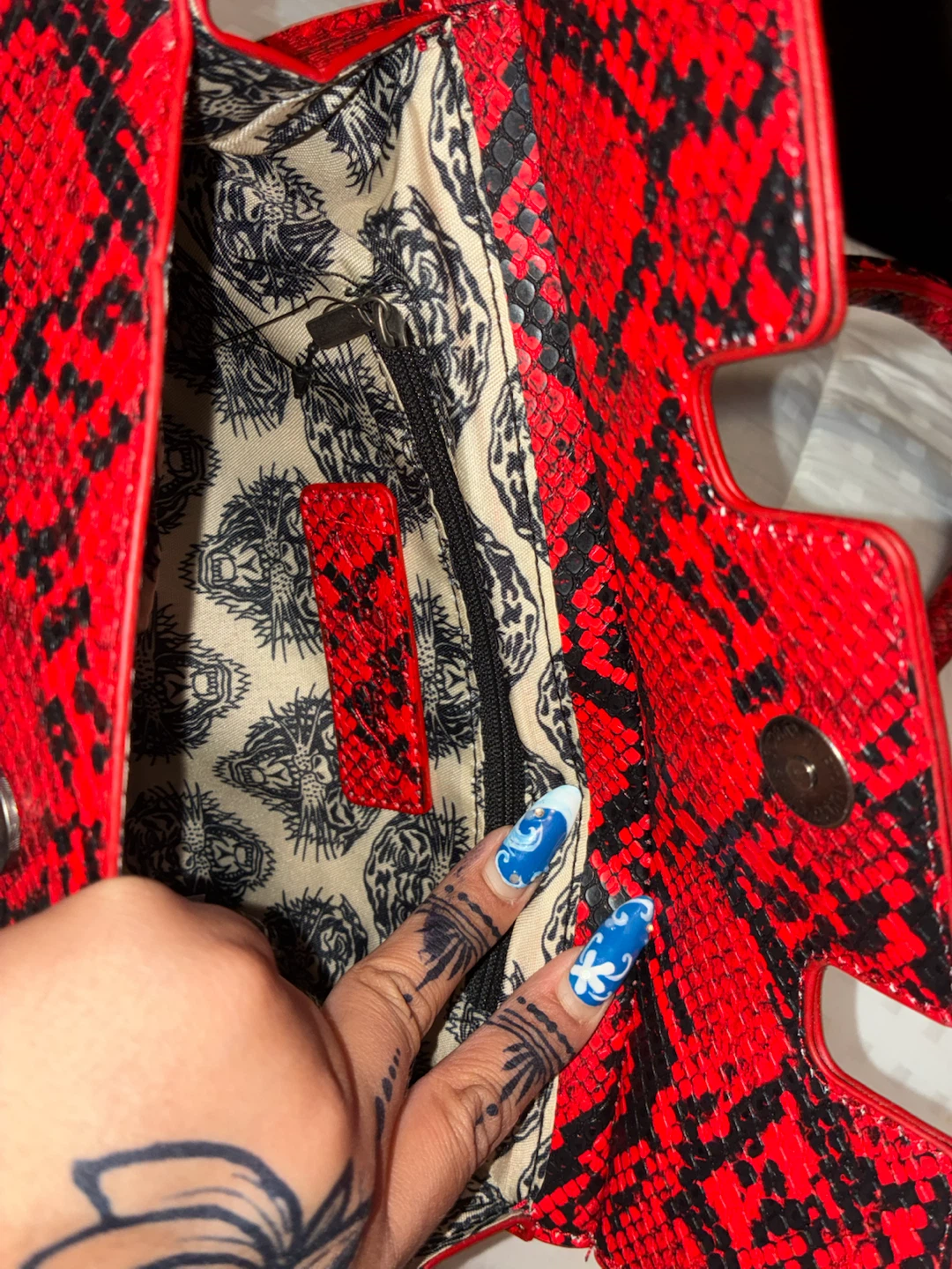 RARE Y2K Ed Hardy Red Snake Print Handbag - photo 5