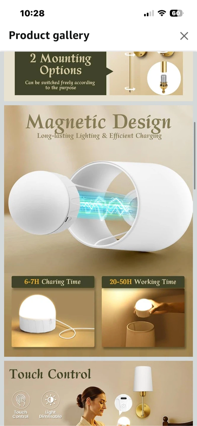 Battery Operated Wall Scones - Set of 2 - photo 3