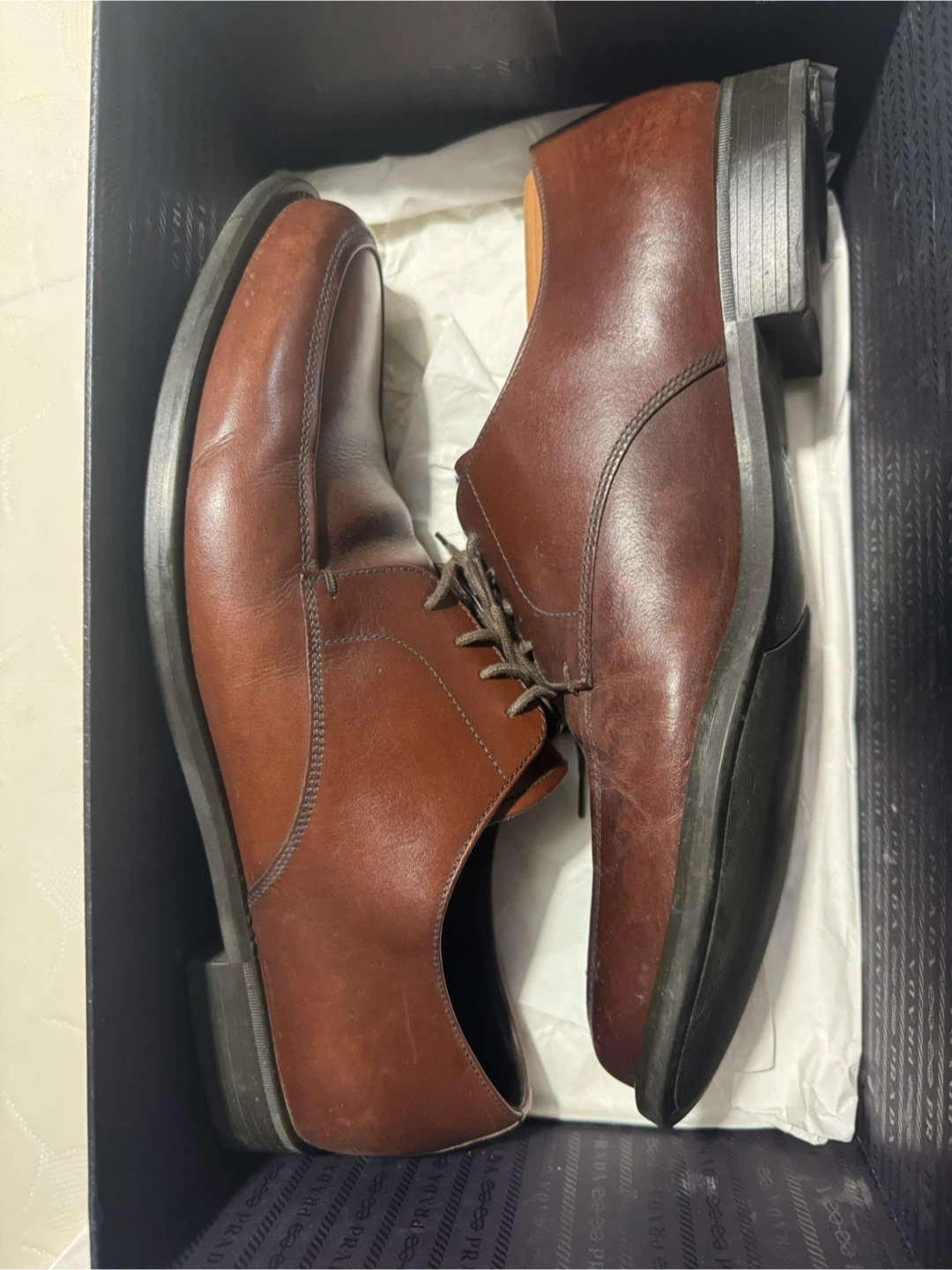 Prada Brown Leather Derby Shoes - photo 2