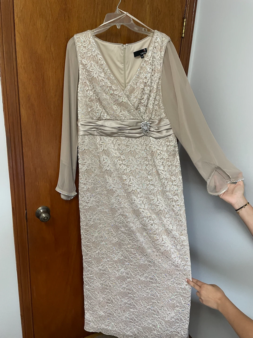 Laura Beige Lace Formal Dress