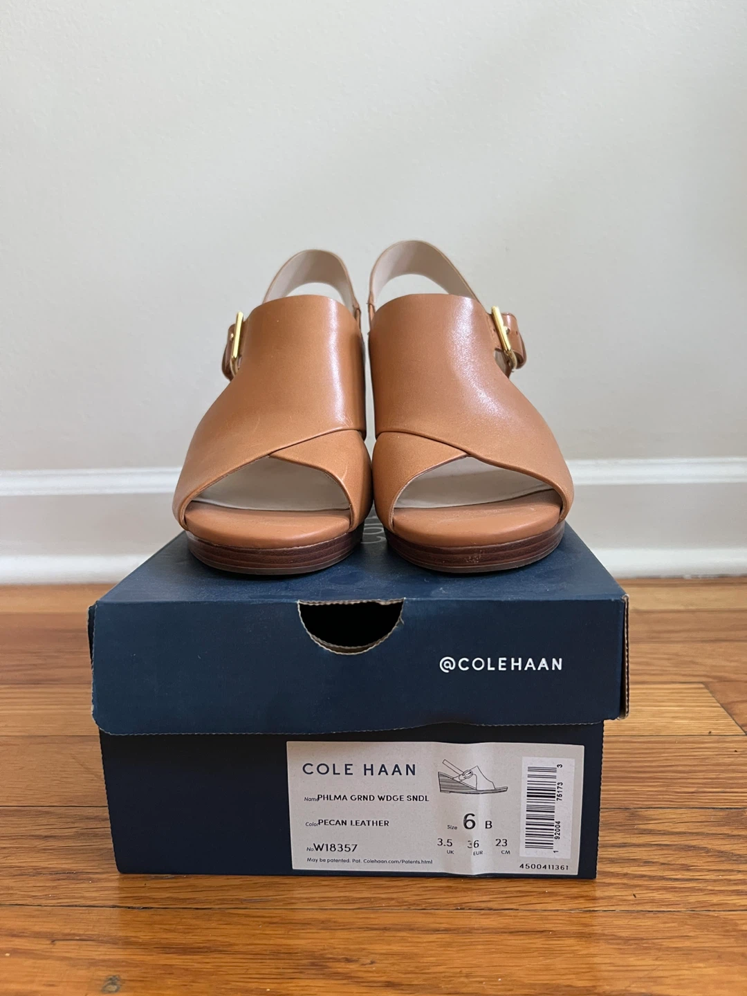 Cole Haan Pecan Leather Wedge Sandals - photo 5