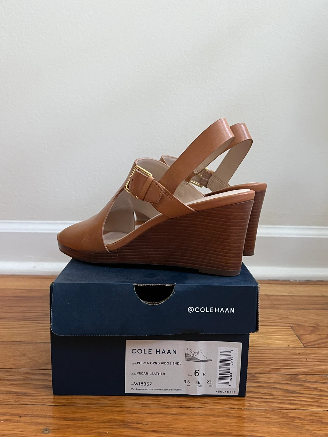 Cole Haan Pecan Leather Wedge Sandals - photo 3