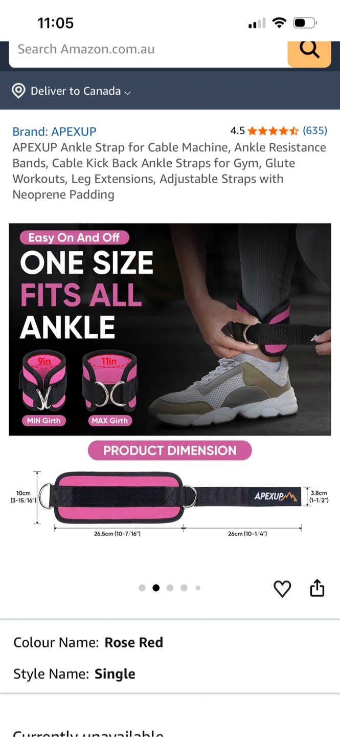 APEXUP Ankle Strap for Cable Machine - Rose Red - photo 2