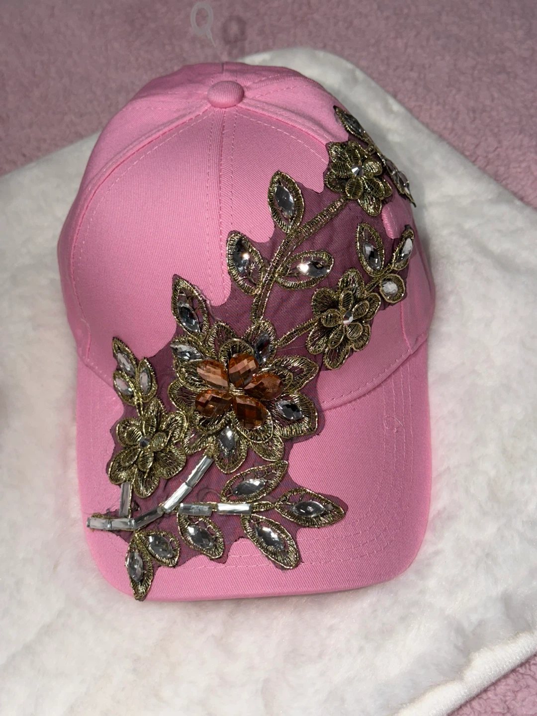 Pink embellished baseball cap