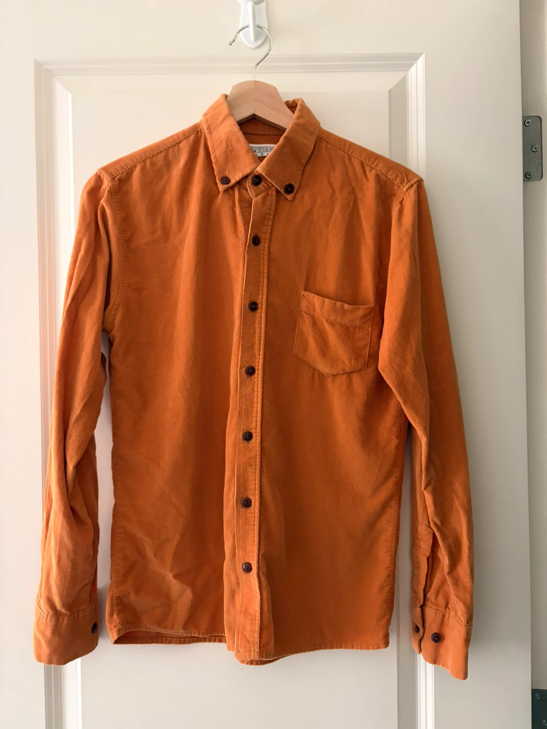 Orange Corduroy Button-Down Shirt
