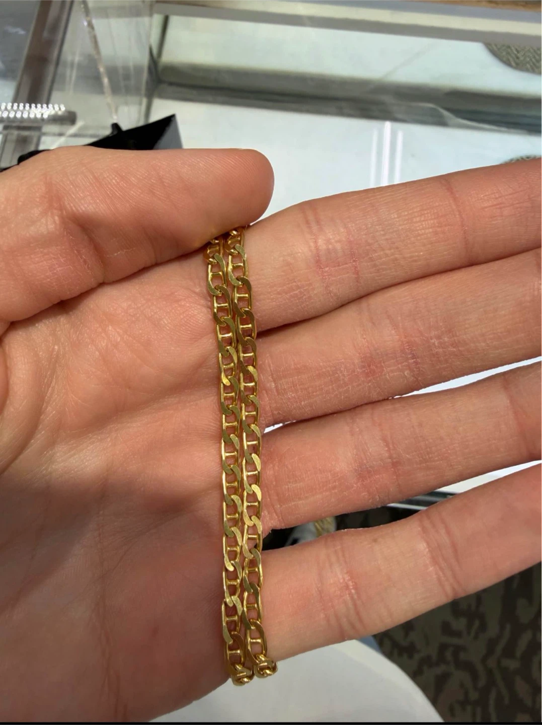 14k solid gold figaro-style link chain