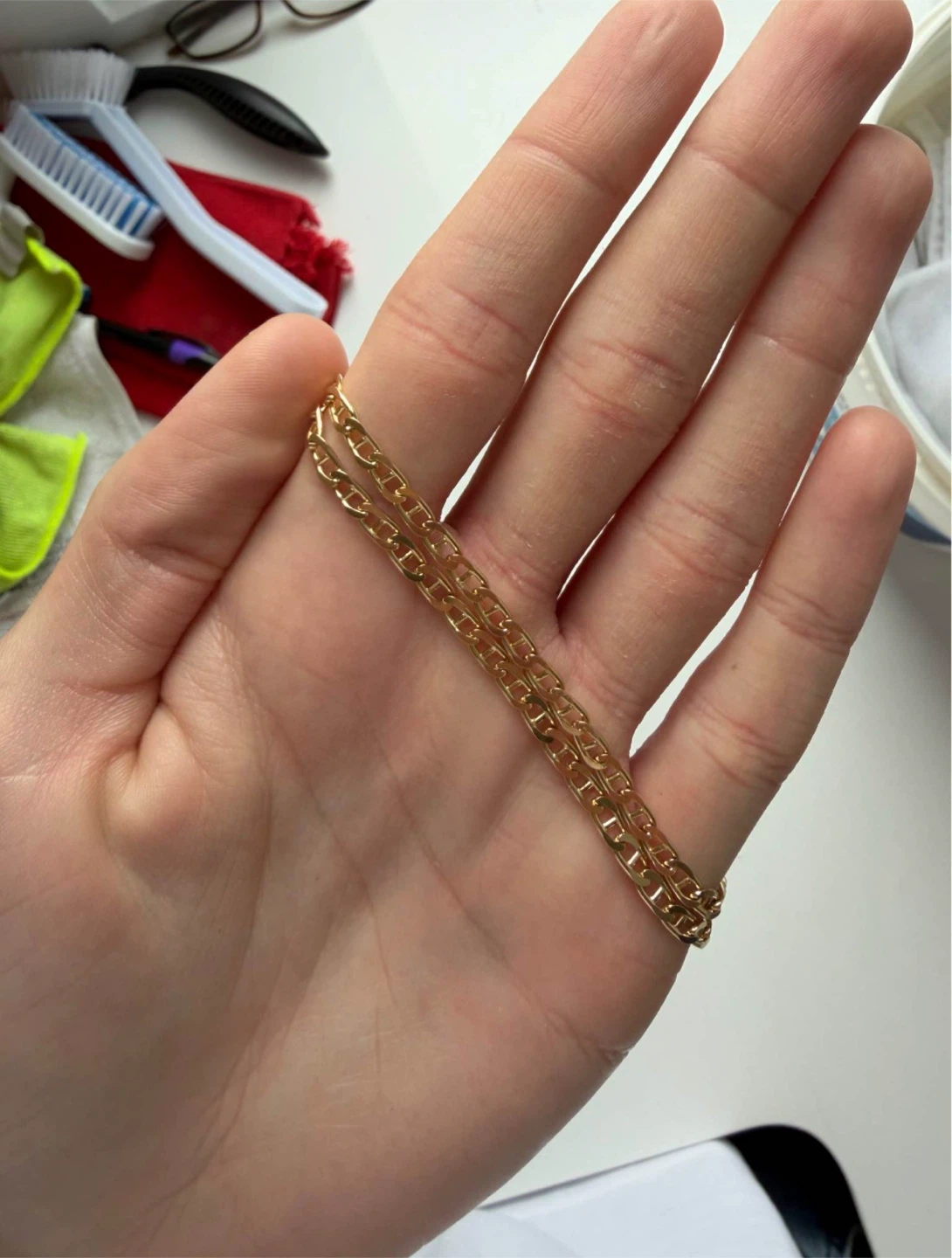 14k solid gold figaro-style link chain - photo 2