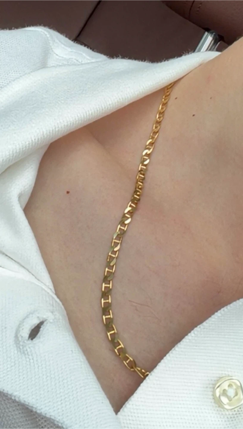 14k solid gold figaro-style link chain - photo 5