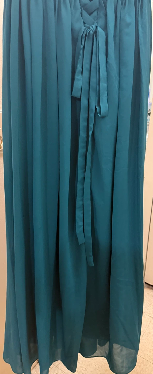 Teal Chiffon One-Shoulder Formal Dress