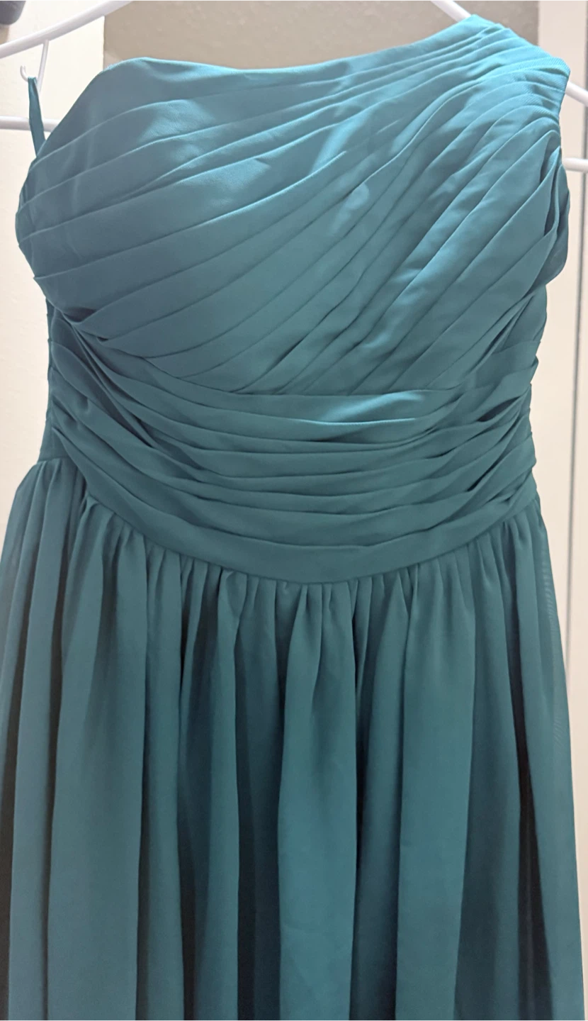 Teal Chiffon One-Shoulder Formal Dress - photo 2