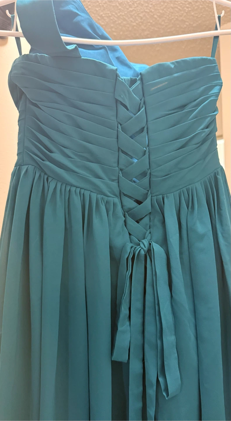 Teal Chiffon One-Shoulder Formal Dress - photo 4