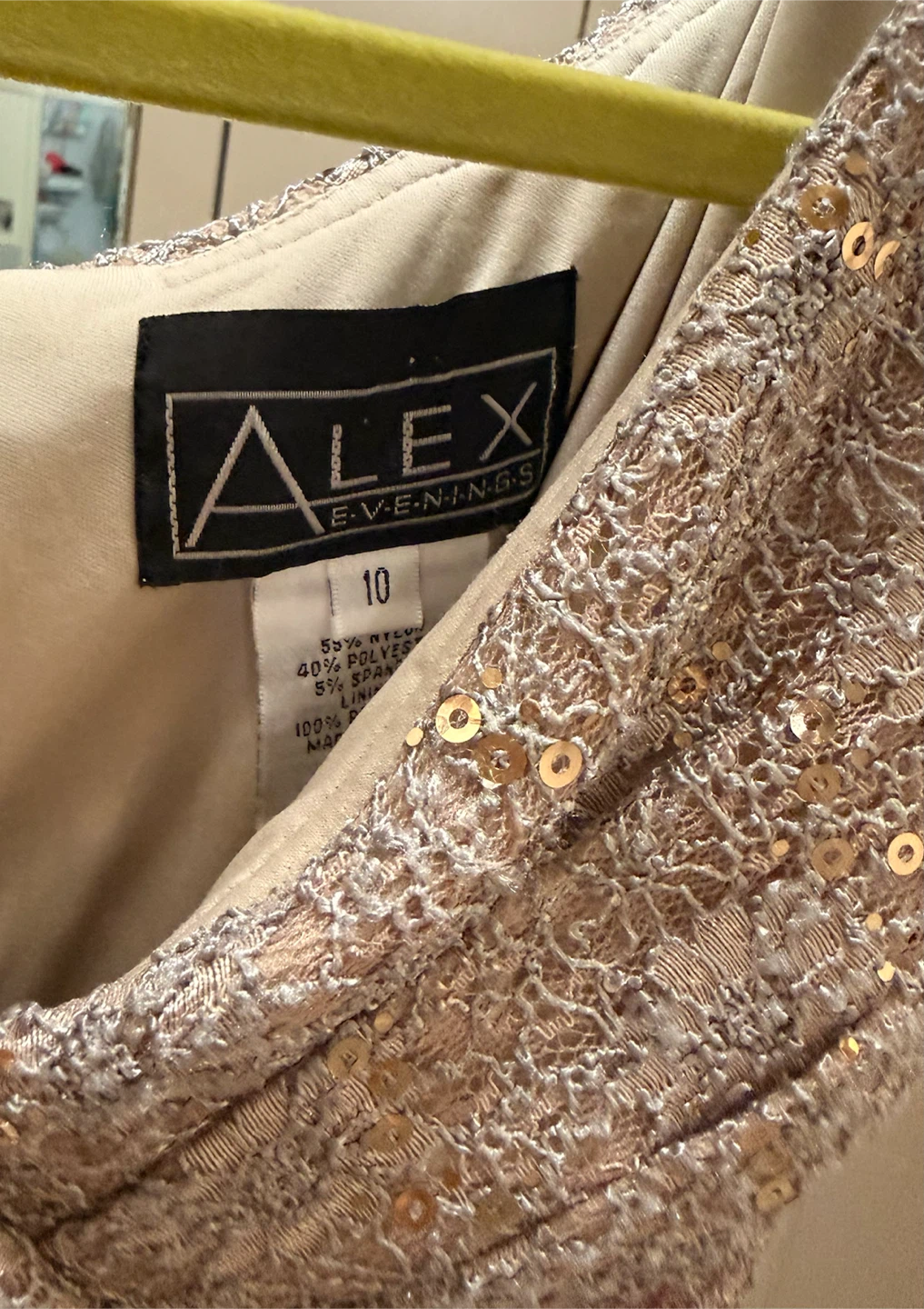 Alex Evenings Sequin Lace Dress Size 10