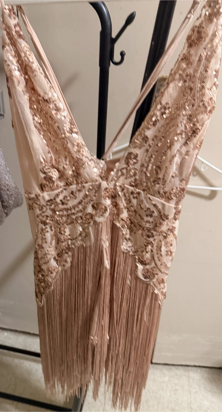 Rose Gold Sequin Fringed Dress - photo 2