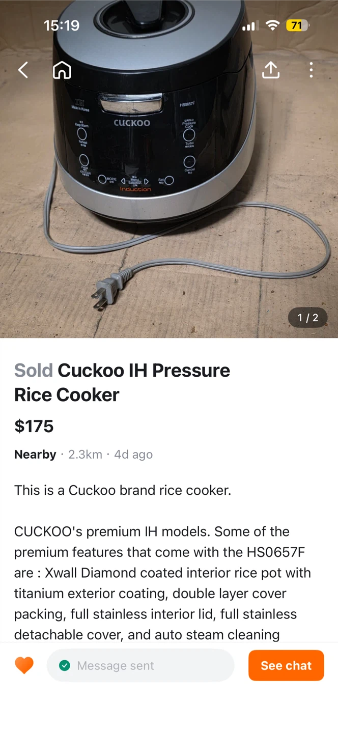 Cuckoo IH Pressure Rice Cooker HS0657F - photo 3