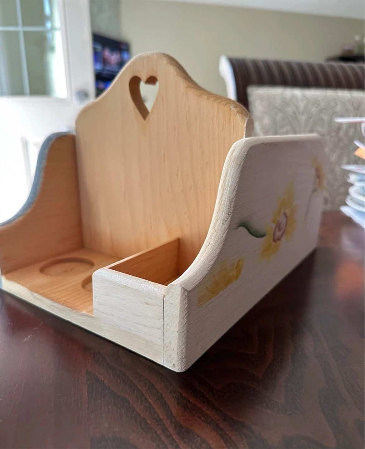 🌻 Hand-Painted Sunflower Wooden Organizer / Caddy 🌻 - photo 2