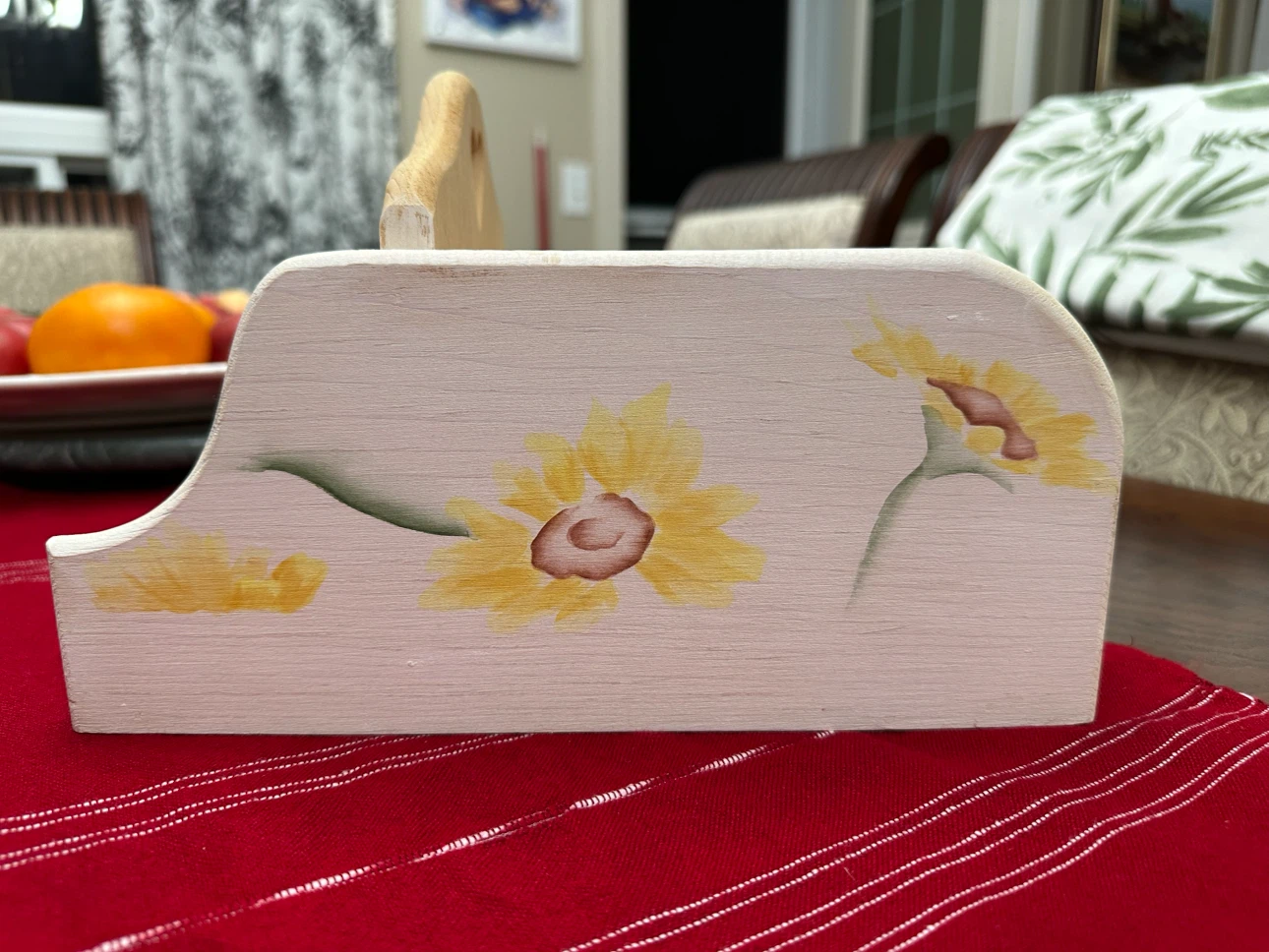 🌻 Hand-Painted Sunflower Wooden Organizer / Caddy 🌻 - photo 3